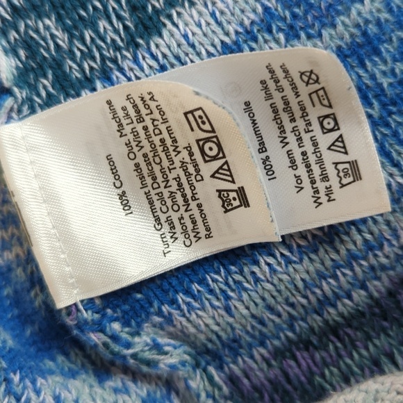 Eddie Bauer Pullover V-Neck Striped 100% Cotton Blue Gray Cozy Sweater Size XS - Picture 10 of 12